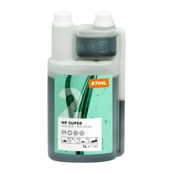 Huile moteur deux temps HP Super, 1 l (pour 50 l de carburant), doseur